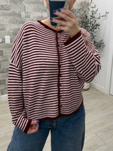 Load image into Gallery viewer, Wine of a Time Stripe Cardigan Top
