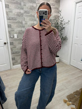 Load image into Gallery viewer, Wine of a Time Stripe Cardigan Top

