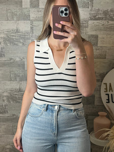 RESTOCK Aislyn Black/White Striped Top