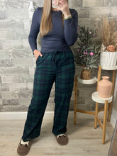 Load image into Gallery viewer, Green/Navy Plaid Pajama Pants
