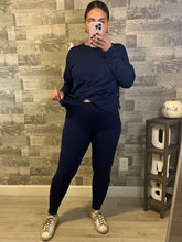 Load image into Gallery viewer, Navy Brushed Stretch Loungewear Two Piece Set
