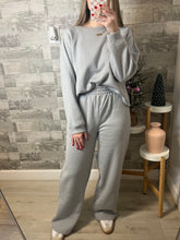 Load image into Gallery viewer, Heather Grey Top &amp; Pants Sweat Set
