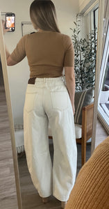 Jade Off White Barrel Jeans