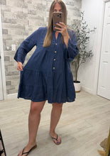 Load image into Gallery viewer, Celeste Denim Blue Linen Dress
