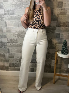 RESTOCK Risen High Waisted White Jeans