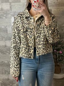 Carol Denim Jacket Cheetah Print