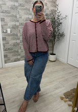 Load image into Gallery viewer, Wine of a Time Stripe Cardigan Top
