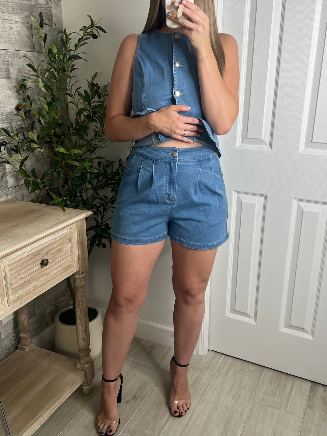 Indigo Stretch Denim Shorts