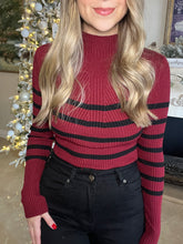 Load image into Gallery viewer, Burgundy/Black Long Sleeve Top
