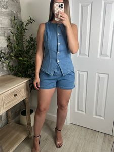 Indigo Stretch Denim Top