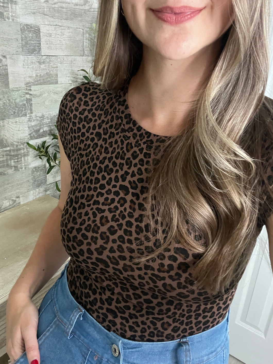 Suzy Leopard Round Neck Bodysuit