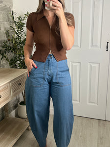 Shanequa Knit Zip Up Top