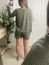 Load image into Gallery viewer, Ribbed Top &amp; Shorts Set Olive
