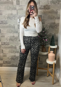 Cheetah Print Jeans Black/Gray