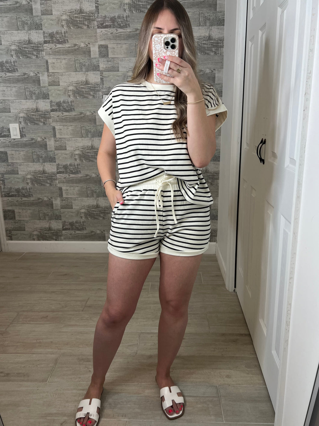 Love & Stripes Top & Shorts Set