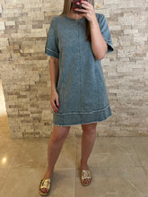Load image into Gallery viewer, Tidal Washed Denim Shift Mini Dress
