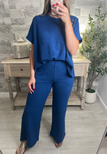 Load image into Gallery viewer, Cotton Slub Top &amp; Pants Set Blue
