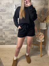 Load image into Gallery viewer, On The Go Black Sweatshirt &amp; Shorts Set
