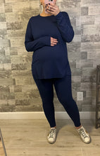 Load image into Gallery viewer, Navy Brushed Stretch Loungewear Two Piece Set
