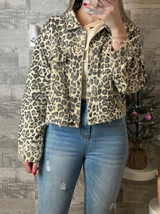 Carol Denim Jacket Cheetah Print