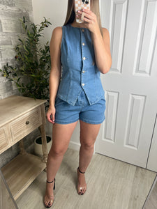 Indigo Stretch Denim Top