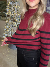 Load image into Gallery viewer, Burgundy/Black Long Sleeve Top
