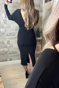 Aspen Dolman Sleeve Black Dress