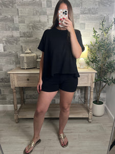 Cotton Slub Oversized Tee Black