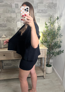 Cotton Slub Oversized Tee Black
