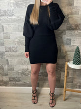 Load image into Gallery viewer, Sweater Weather Black Dress
