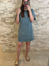 Load image into Gallery viewer, Tidal Washed Denim Shift Mini Dress
