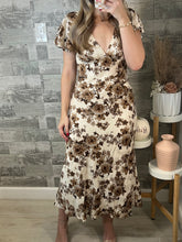 Load image into Gallery viewer, RESTOCK Timeless Ivory Brown Floral Dress
