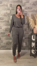 Load and play video in Gallery viewer, Chilly Nights Army Green Jumpsuit
