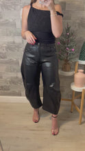 Load and play video in Gallery viewer, Eva Mid Rise Barrel Pants Leather
